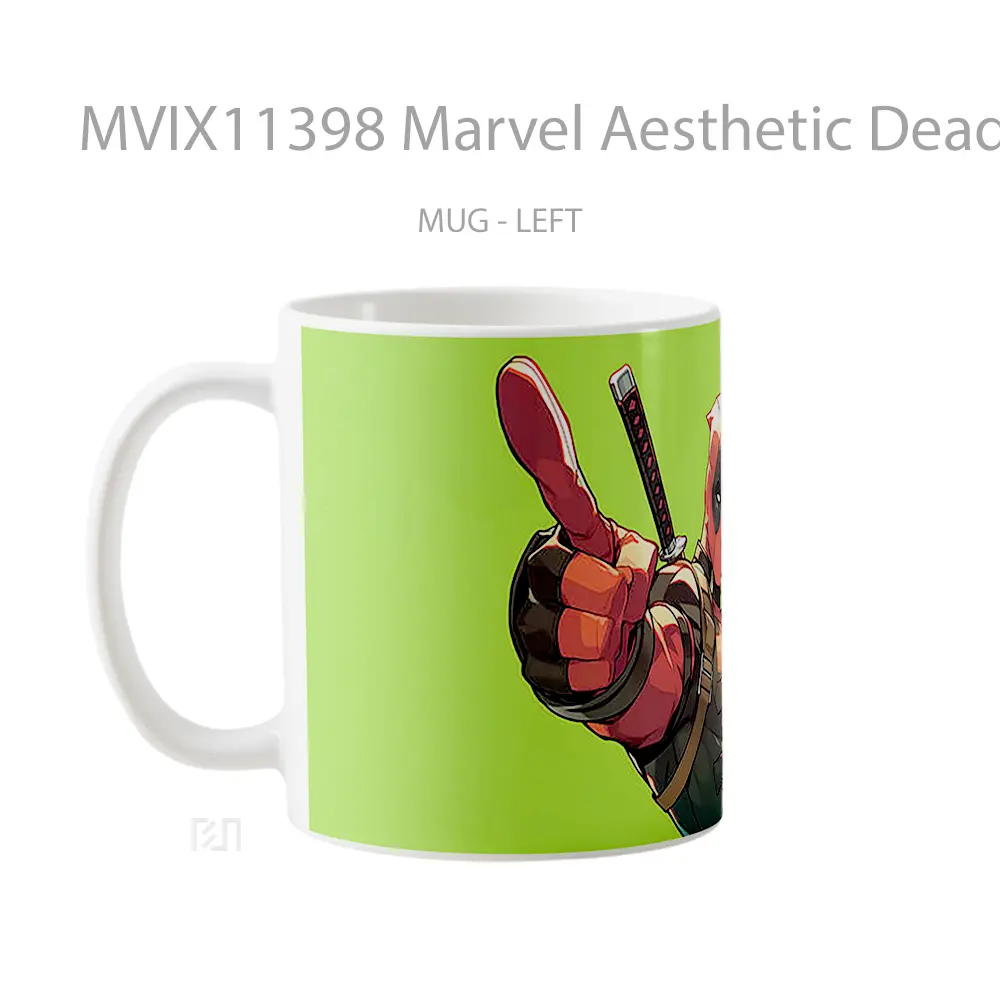 Mug Marvel Aesthetic Deadpool Green Koleksi Mug Film dan Komik - All-side / Desain