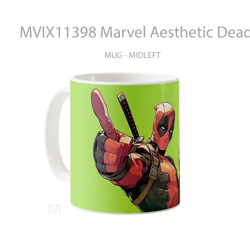 Mug Marvel Aesthetic Deadpool Green Koleksi Mug Film dan Komik - All-side / Desain