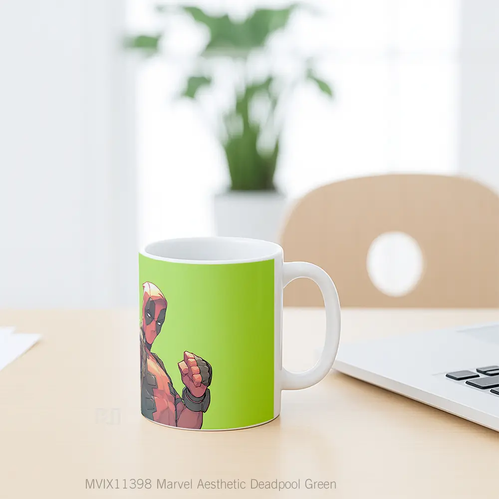 Mug Marvel Aesthetic Deadpool Green Koleksi Mug Film dan Komik - All-side / Desain