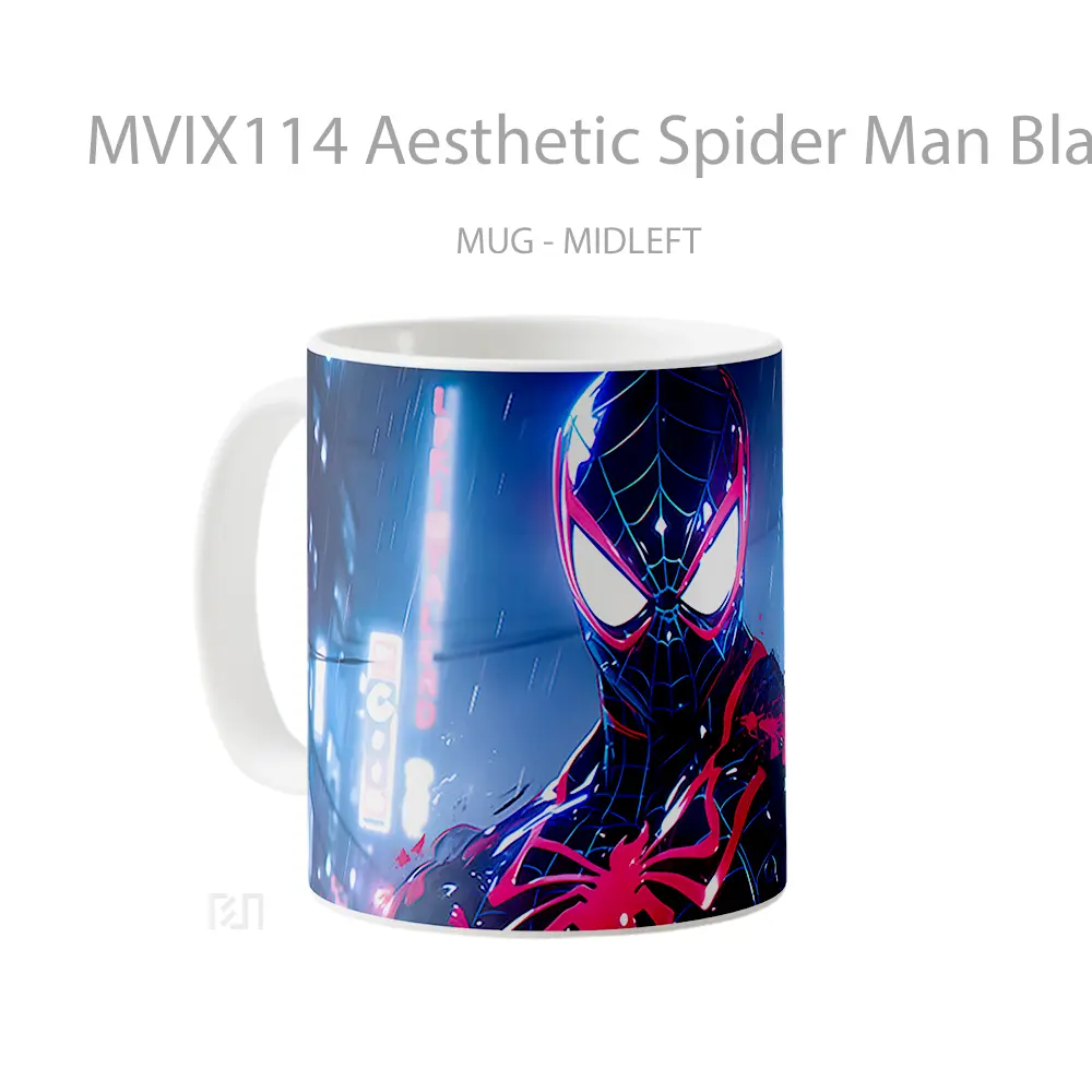 Mug Aesthetic Spider Man Black Suit Hadiah Lucu dan Menarik - All-side / Desain