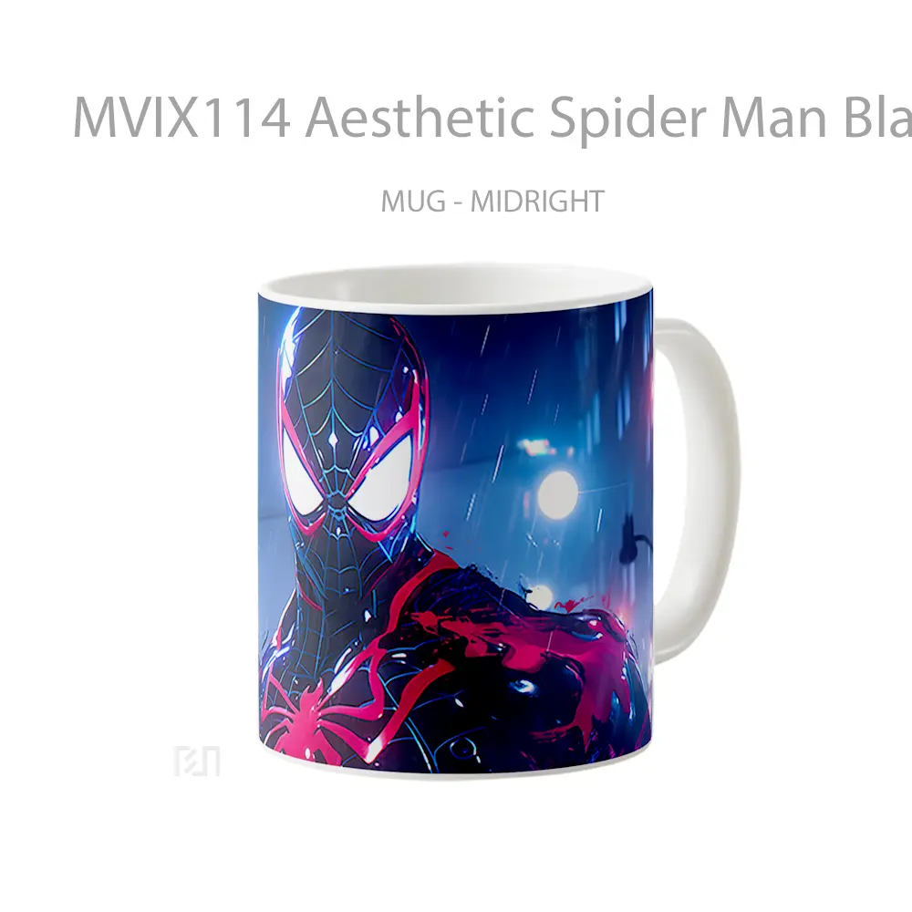 Mug Aesthetic Spider Man Black Suit Hadiah Lucu dan Menarik - All-side / Desain