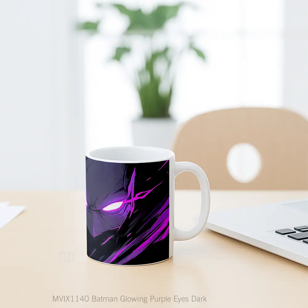 Mug Batman Glowing Purple Eyes Dark Gelas Keramik Koleksi Superhero - All-side / Desain