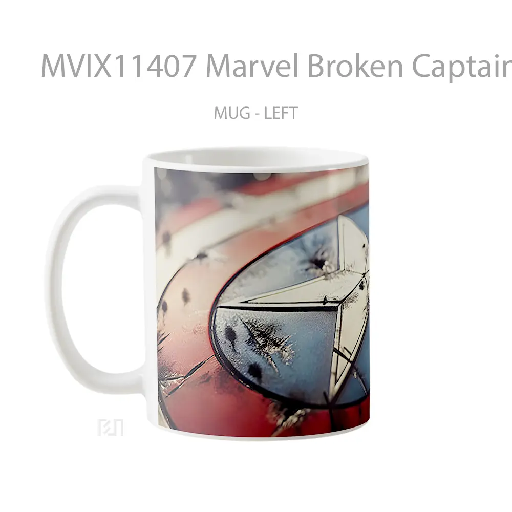 Mug Marvel Broken Captain America Shield Koleksi Mug Film dan Komik - All-side / Desain