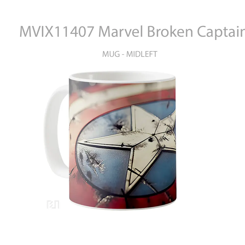 Mug Marvel Broken Captain America Shield Koleksi Mug Film dan Komik - All-side / Desain
