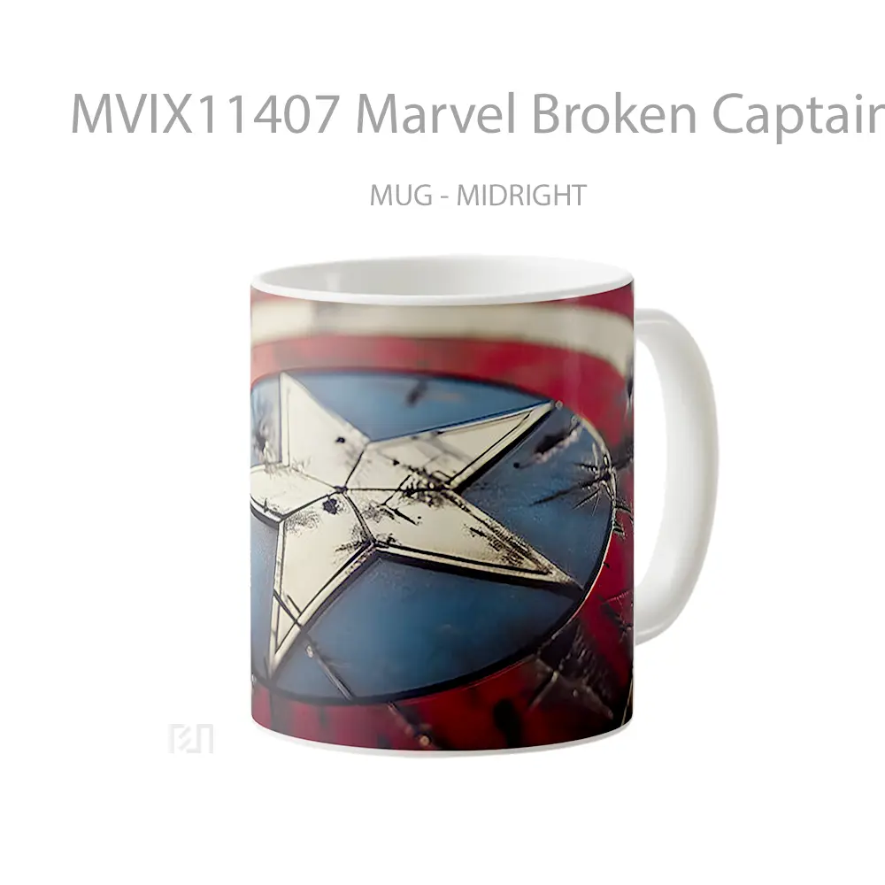 Mug Marvel Broken Captain America Shield Koleksi Mug Film dan Komik - All-side / Desain