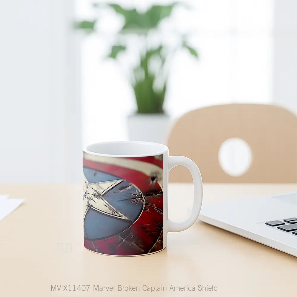Mug Marvel Broken Captain America Shield Koleksi Mug Film dan Komik - All-side / Desain