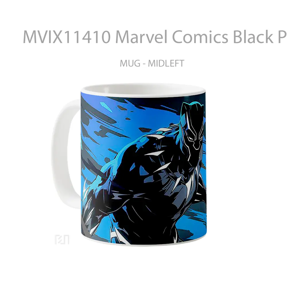 Mug Marvel Comics Black Panther Blue Energy Gelas Keramik Koleksi Superhero - All-side / Desain