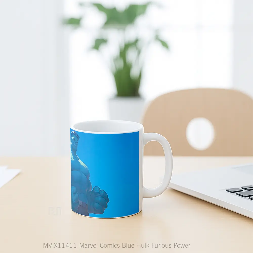 Mug Marvel Comics Blue Hulk Furious Power Hadiah Spesial Fans Superhero - All-side / Desain