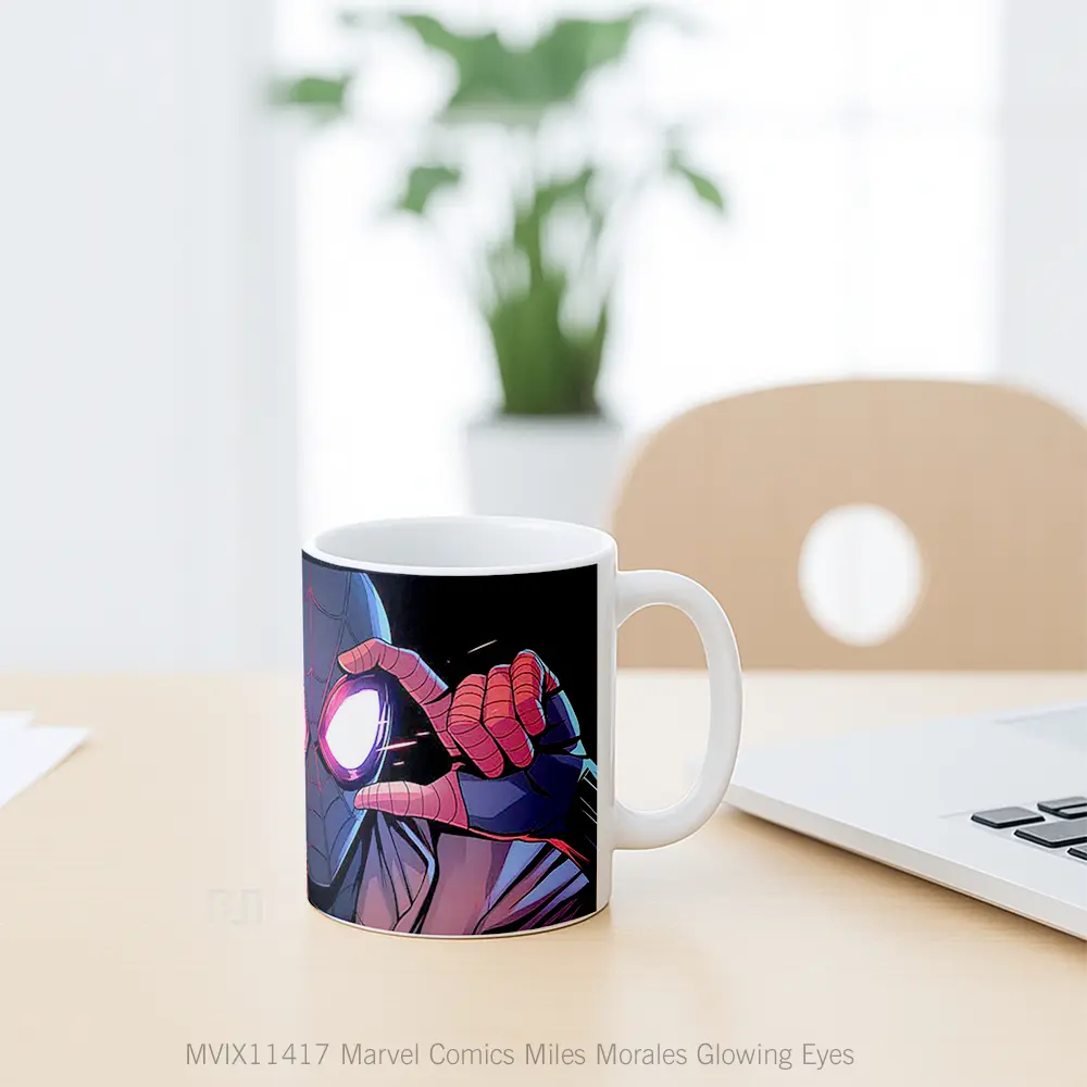 Mug Marvel Comics Miles Morales Glowing Eyes Merchandise Karakter Ikonik - All-side / Desain