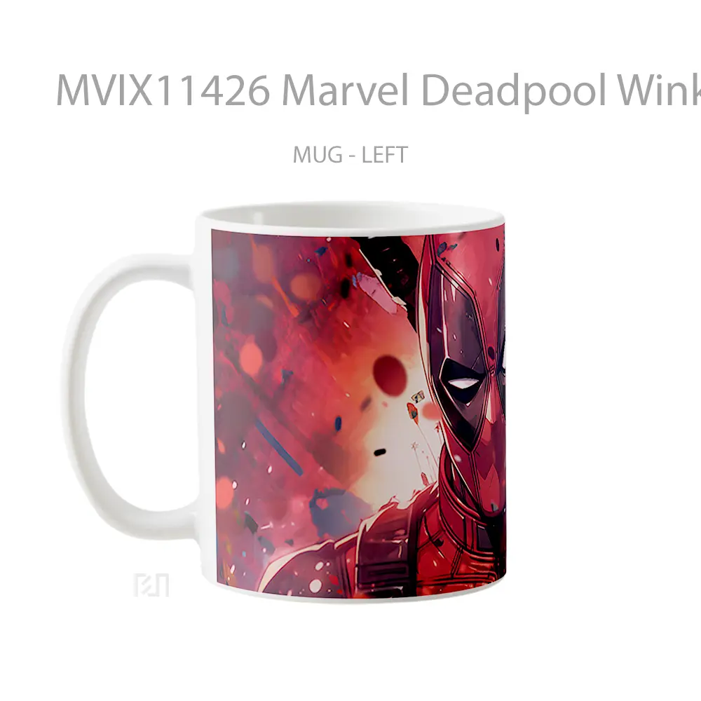 Mug Marvel Deadpool Winking Red Merchandise Karakter Ikonik - All-side / Desain