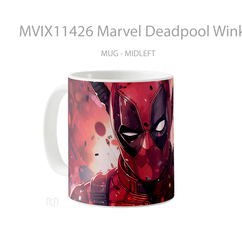 Mug Marvel Deadpool Winking Red Merchandise Karakter Ikonik - All-side / Desain