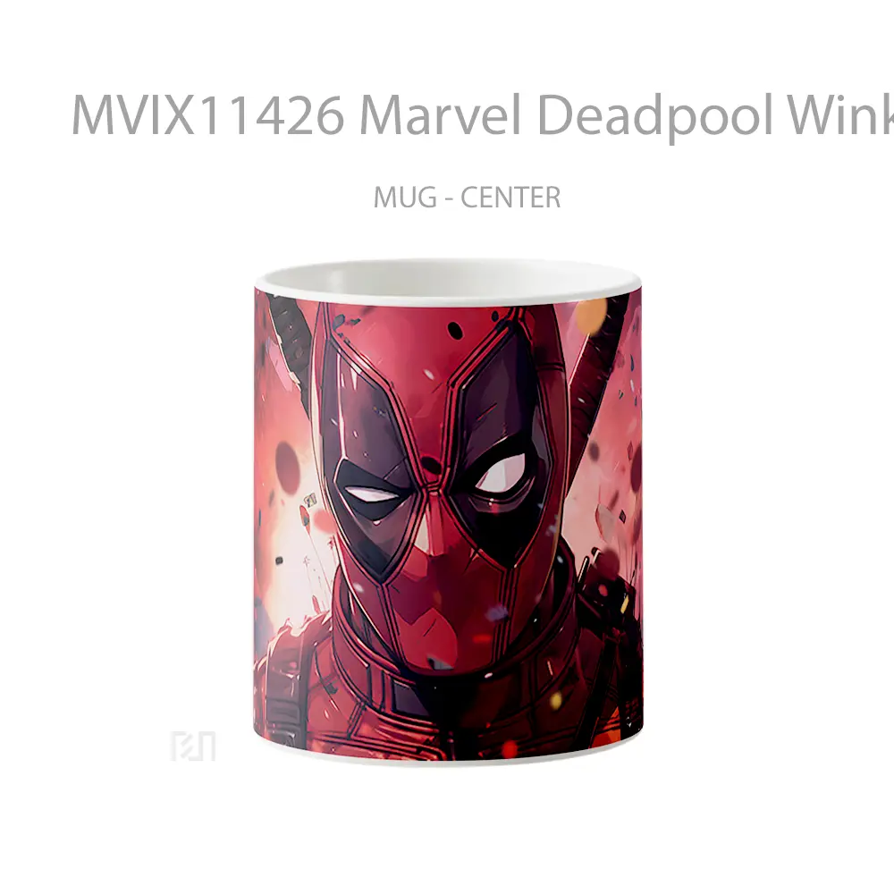 Mug Marvel Deadpool Winking Red Merchandise Karakter Ikonik