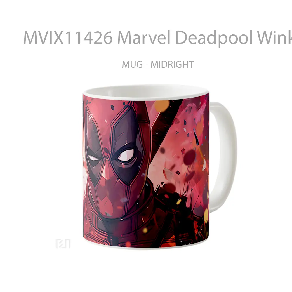 Mug Marvel Deadpool Winking Red Merchandise Karakter Ikonik - All-side / Desain