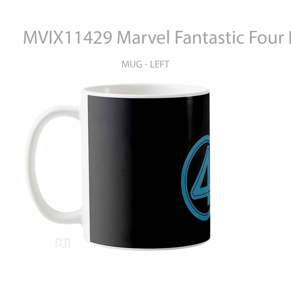 Mug Marvel Fantastic Four Logo Black Merchandise Karakter Ikonik - All-side / Desain