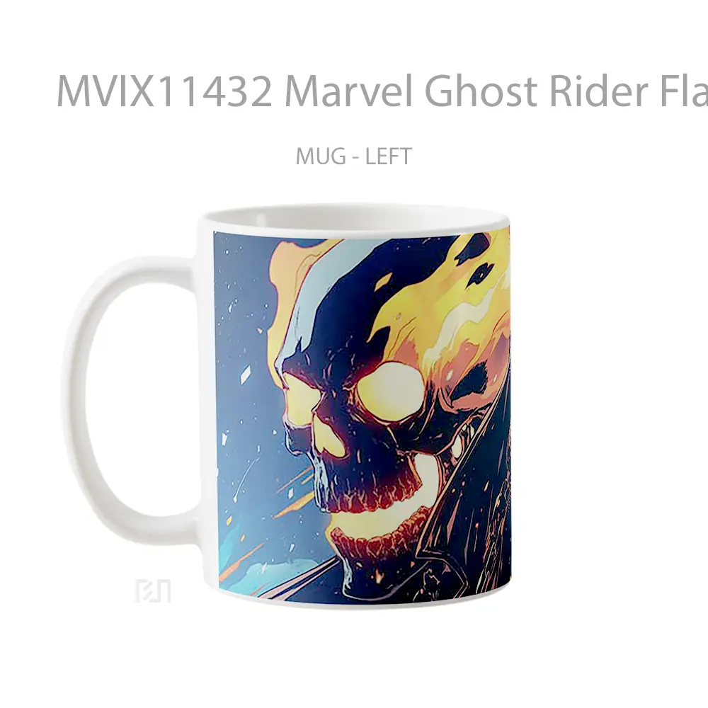 Mug Marvel Ghost Rider Flaming Skull Gelas Keramik Koleksi Superhero - All-side / Desain