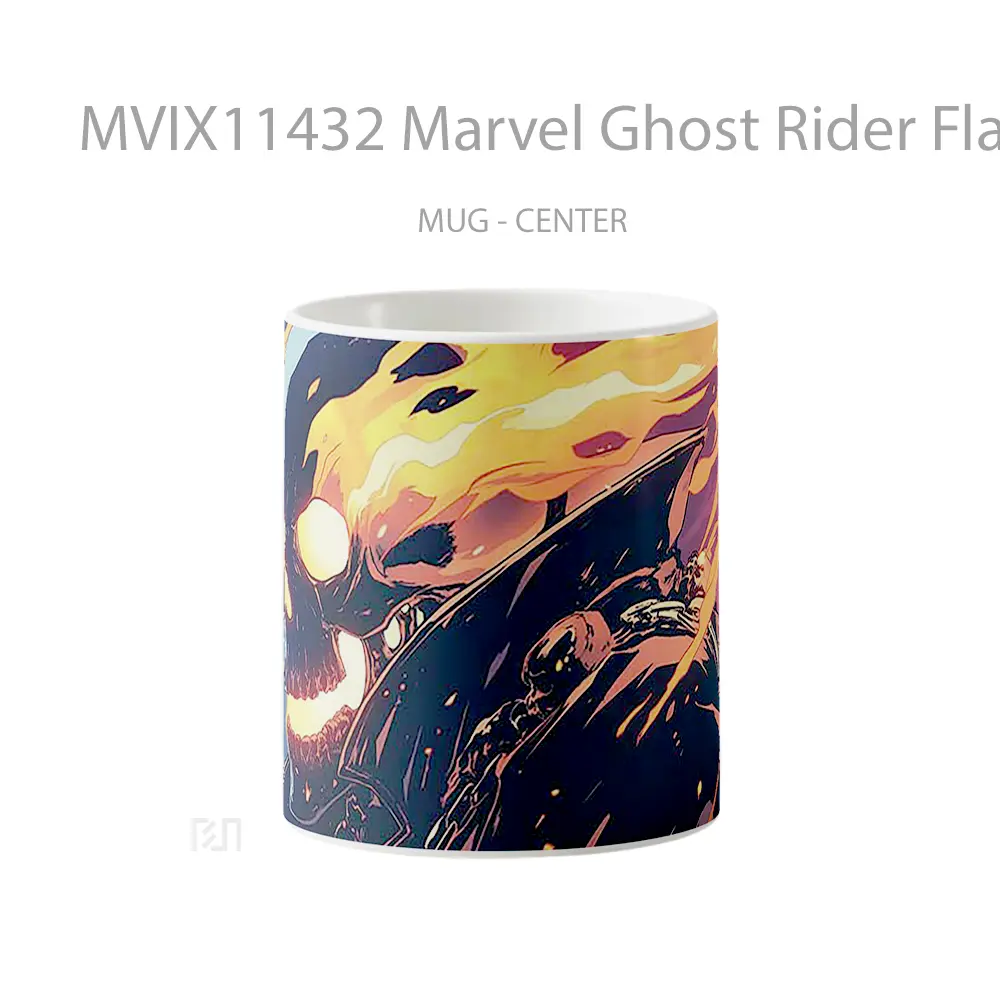 Mug Marvel Ghost Rider Flaming Skull Gelas Keramik Koleksi Superhero
