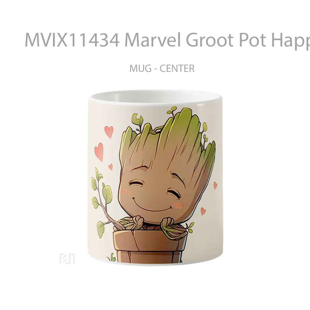 Mug Marvel Groot Pot Happy Gelas Keramik Koleksi Superhero