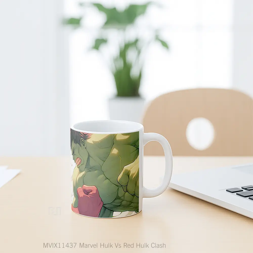 Mug Marvel Hulk Vs Red Hulk Clash Merchandise Karakter Ikonik - All-side / Desain