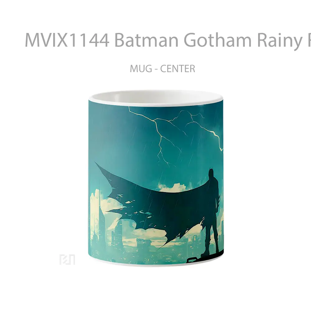 Mug Batman Gotham Rainy Rooftop Silhouette Koleksi Mug Film dan Komik