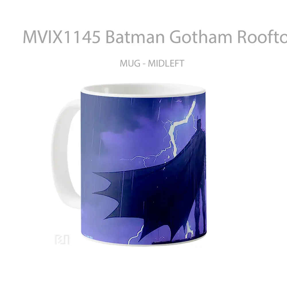 Mug Batman Gotham Rooftop Lightning Gelas Keramik Koleksi Superhero - All-side / Desain