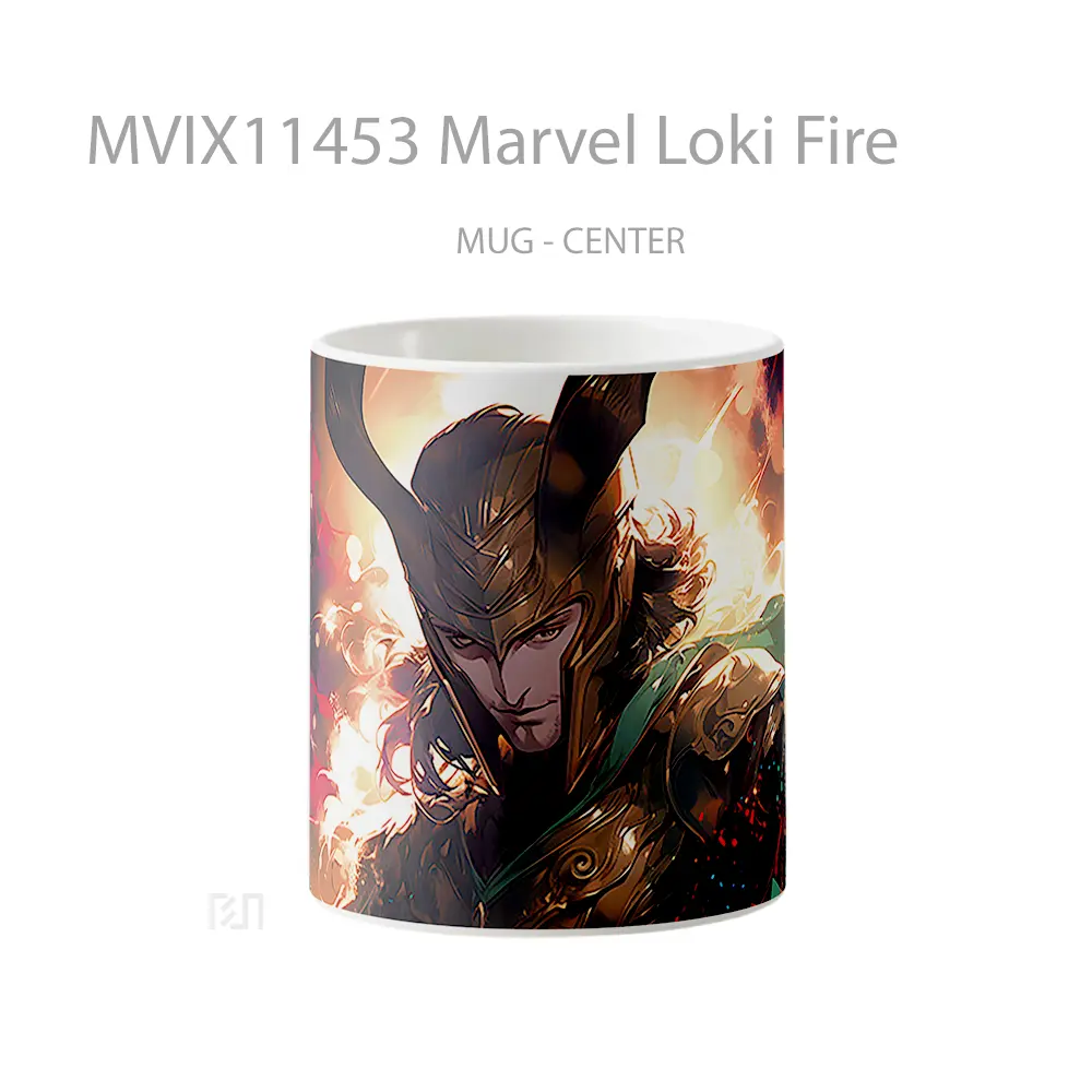 Mug Keramik Premium SNI - Mug Marvel Loki Fire Gelas Keramik Koleksi Superhero