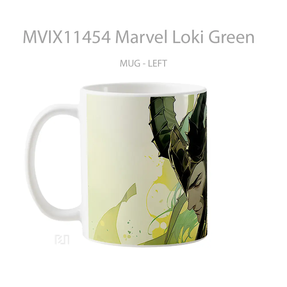 Mug Marvel Loki Green Gelas Keramik Koleksi Superhero - All-side / Desain
