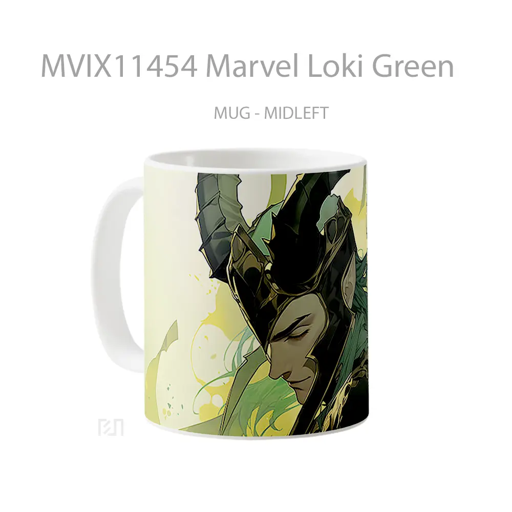 Mug Marvel Loki Green Gelas Keramik Koleksi Superhero - All-side / Desain