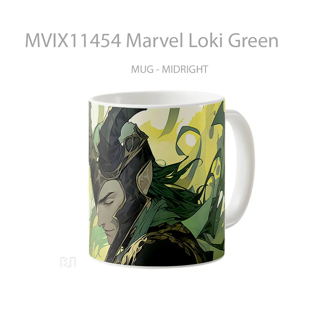 Mug Marvel Loki Green Gelas Keramik Koleksi Superhero - All-side / Desain