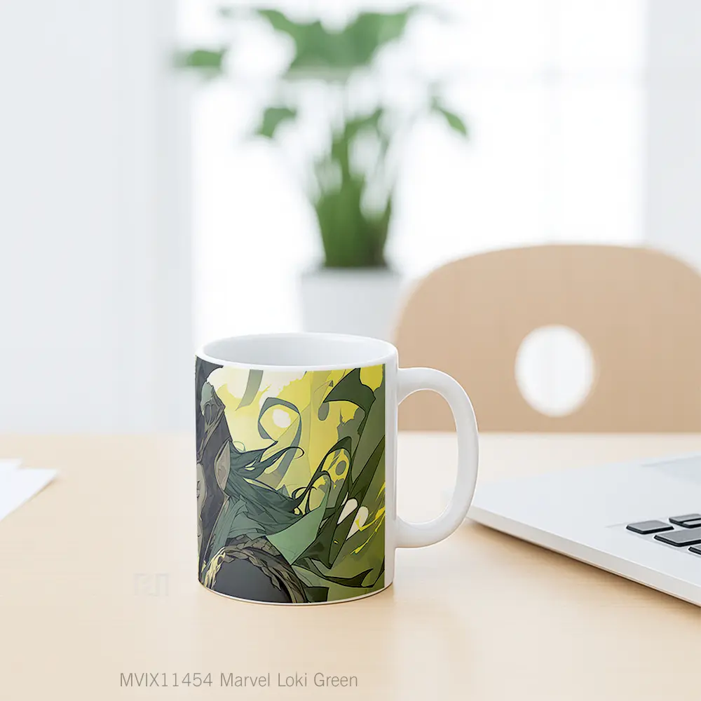 Mug Marvel Loki Green Gelas Keramik Koleksi Superhero - All-side / Desain