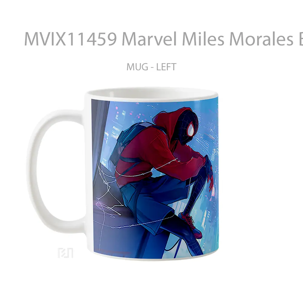Mug Marvel Miles Morales Blue Cityscape Gelas Keramik Koleksi Superhero - All-side / Desain