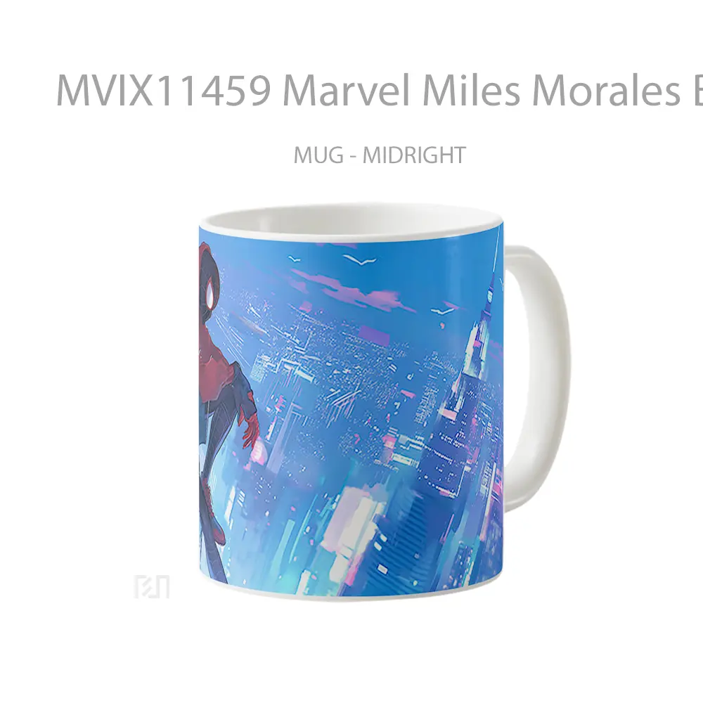 Mug Marvel Miles Morales Blue Cityscape Gelas Keramik Koleksi Superhero - All-side / Desain