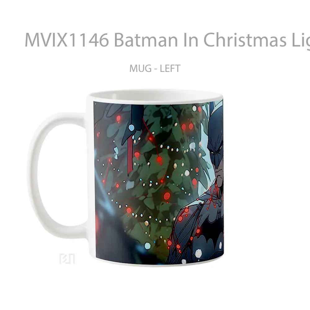 Mug Batman In Christmas Lights Hadiah Spesial Fans Superhero - All-side / Desain