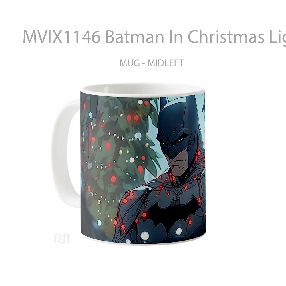 Mug Batman In Christmas Lights Hadiah Spesial Fans Superhero - All-side / Desain