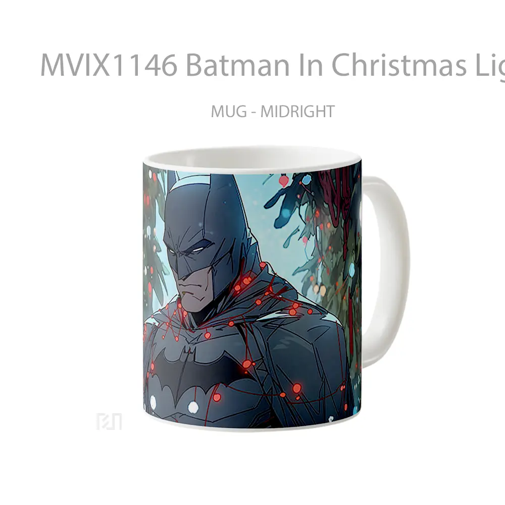 Mug Batman In Christmas Lights Hadiah Spesial Fans Superhero - All-side / Desain