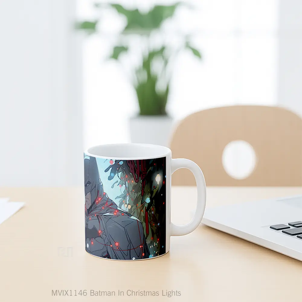 Mug Batman In Christmas Lights Hadiah Spesial Fans Superhero - All-side / Desain