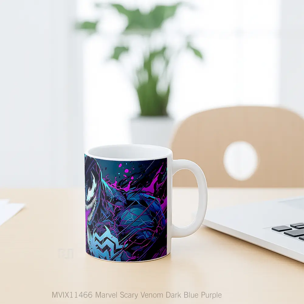 Mug Marvel Scary Venom Dark Blue Purple Hadiah Spesial Fans Superhero - All-side / Desain