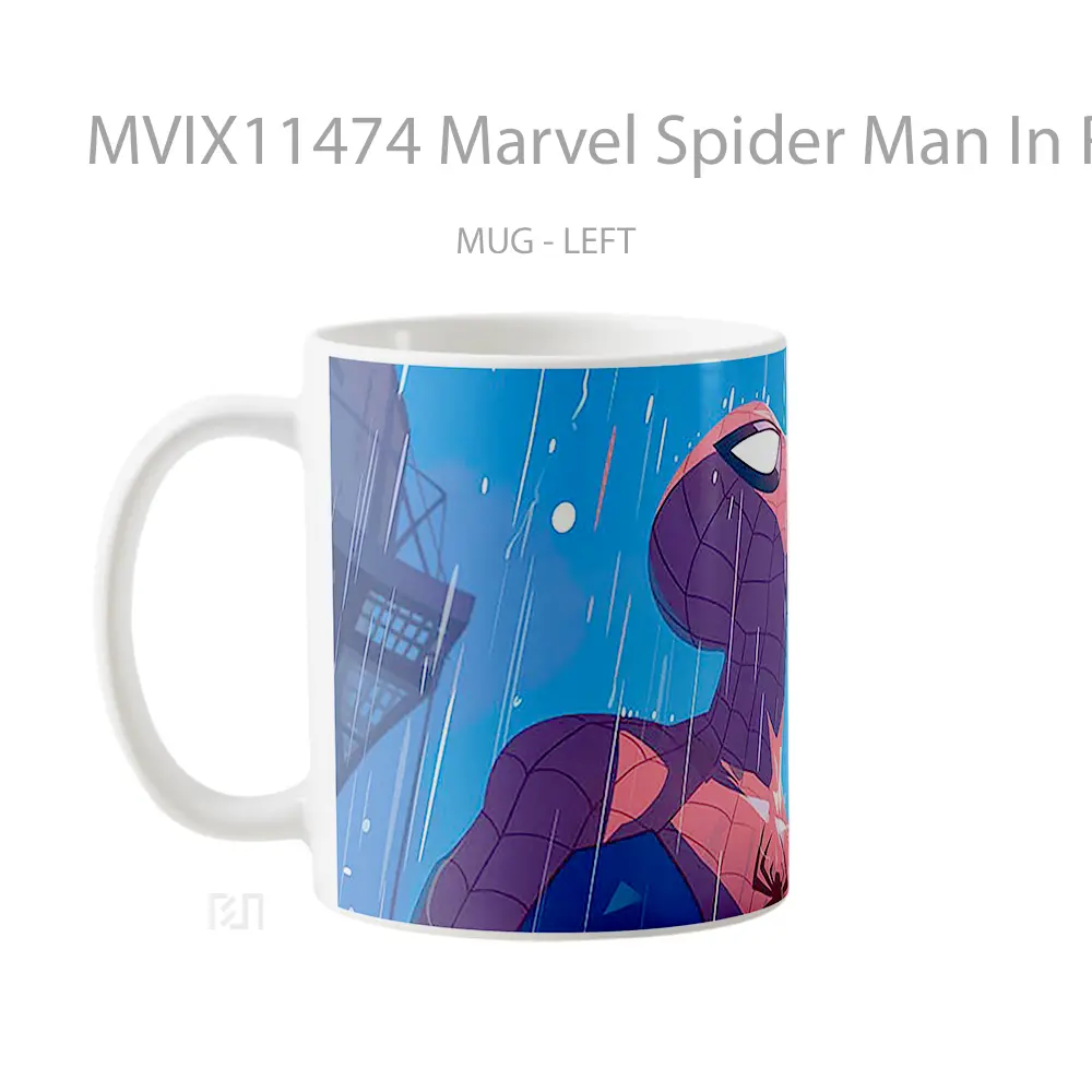 Mug Marvel Spider Man In Rain Cartoons Merchandise Karakter Ikonik - All-side / Desain