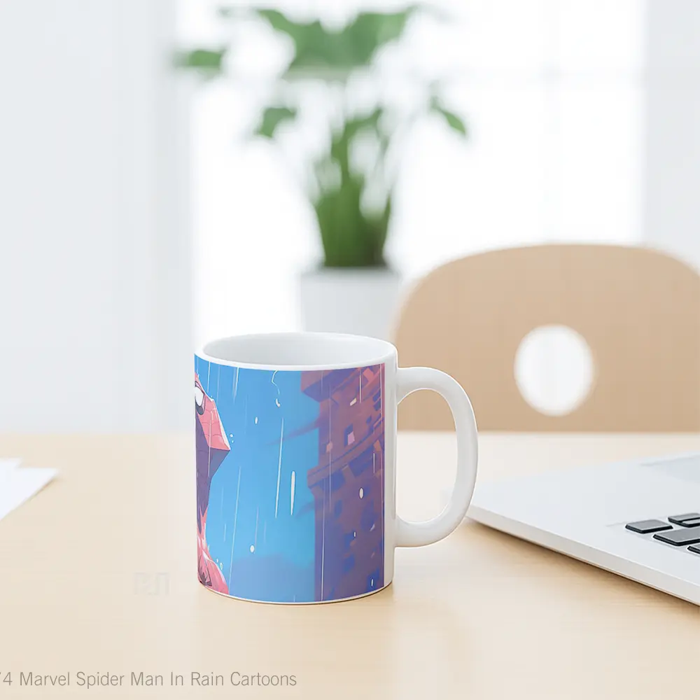 Mug Marvel Spider Man In Rain Cartoons Merchandise Karakter Ikonik - All-side / Desain