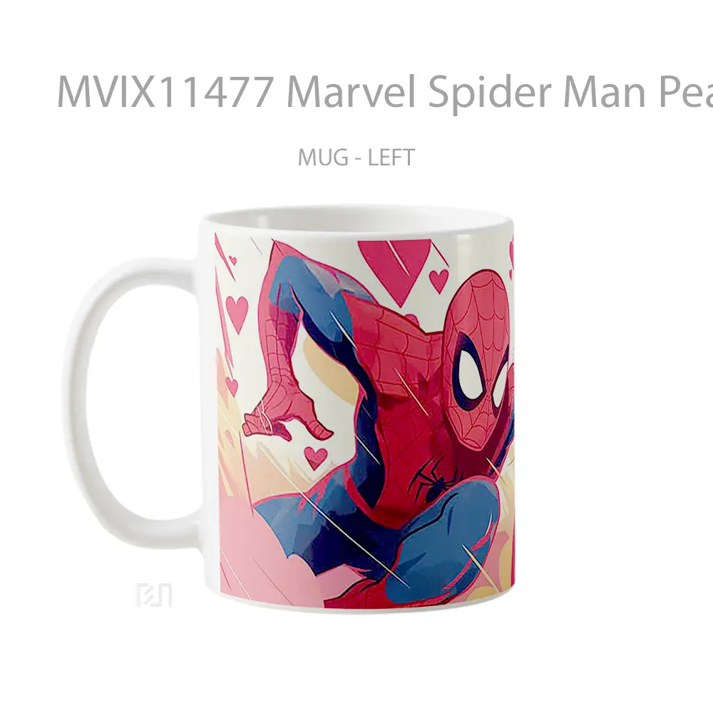 Mug Marvel Spider Man Peace Sign Hearts Hadiah Spesial Fans Superhero - All-side / Desain
