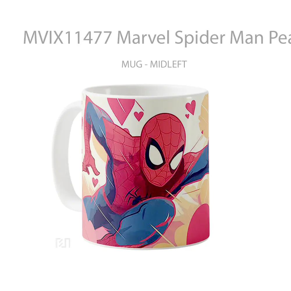 Mug Marvel Spider Man Peace Sign Hearts Hadiah Spesial Fans Superhero - All-side / Desain