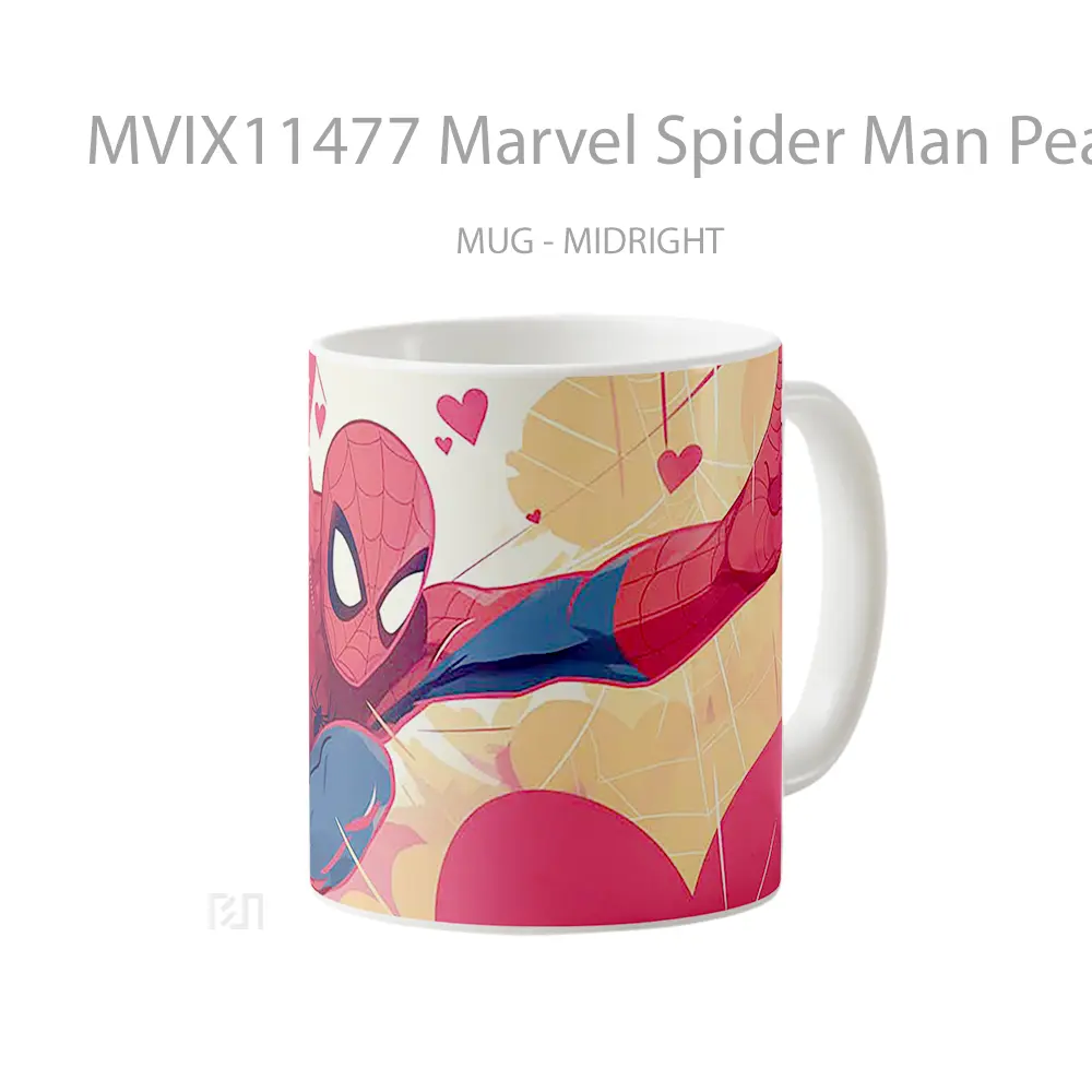 Mug Marvel Spider Man Peace Sign Hearts Hadiah Spesial Fans Superhero - All-side / Desain
