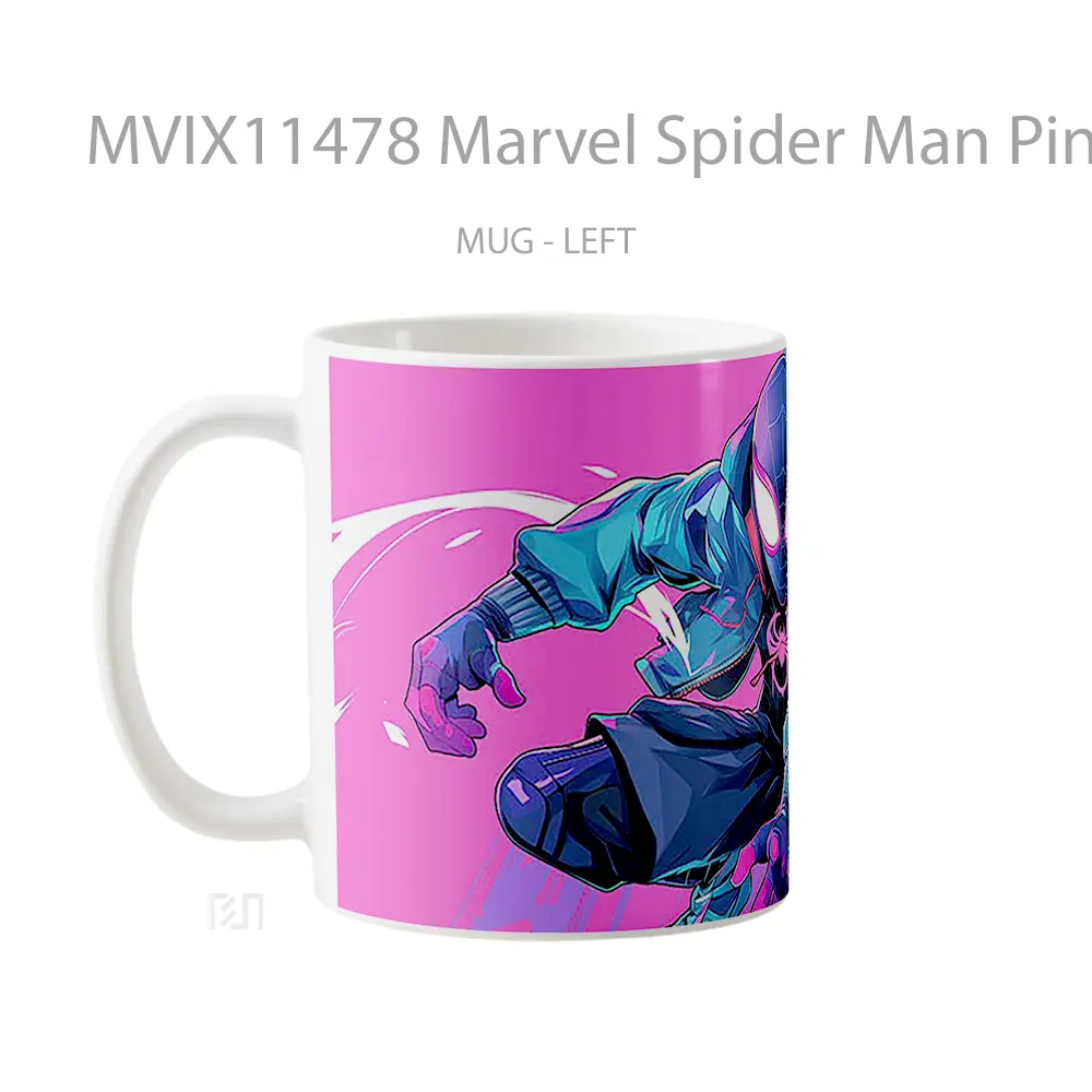 Mug Marvel Spider Man Pink Cyberpunk Gelas Keramik Koleksi Superhero - All-side / Desain