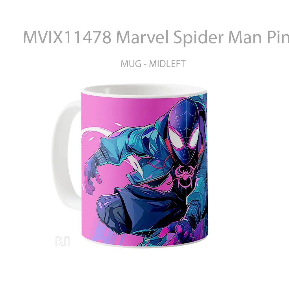 Mug Marvel Spider Man Pink Cyberpunk Gelas Keramik Koleksi Superhero - All-side / Desain