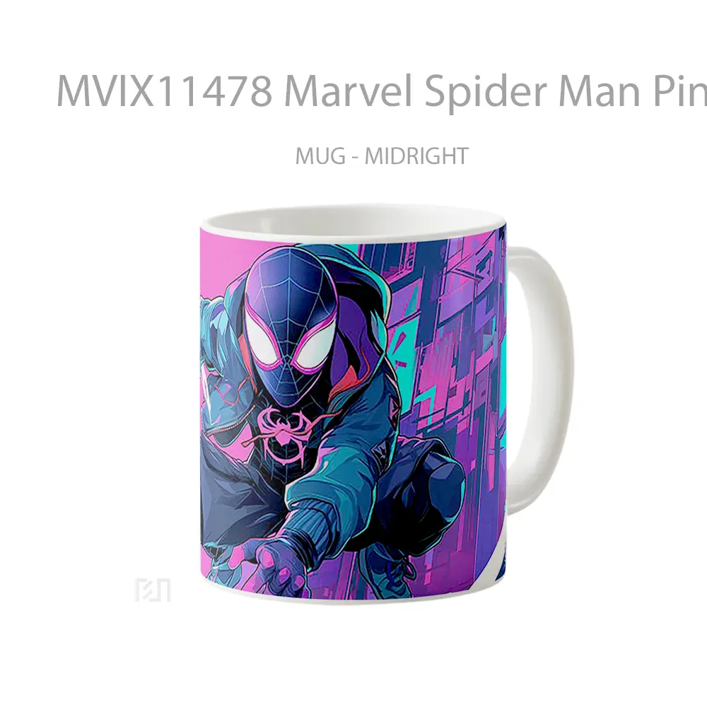 Mug Marvel Spider Man Pink Cyberpunk Gelas Keramik Koleksi Superhero - All-side / Desain