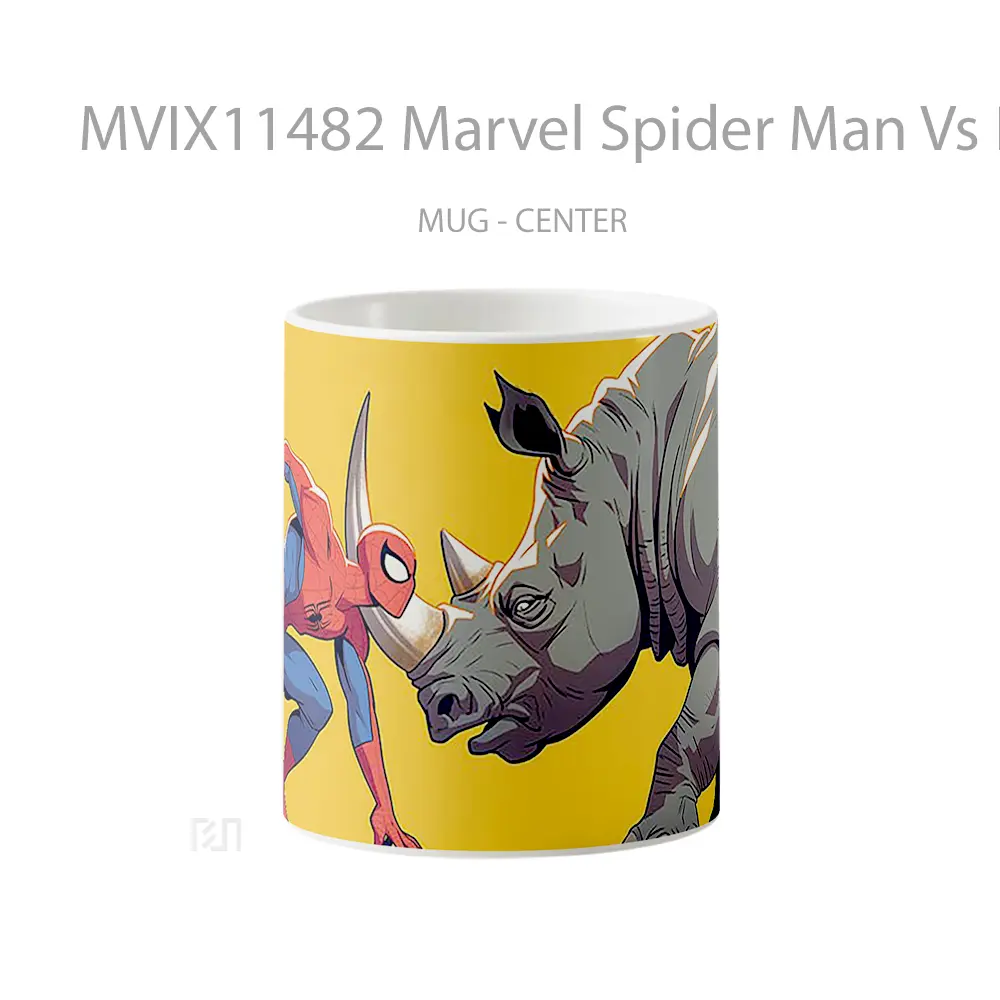 Mug Marvel Spider Man Vs Rhino Yellow Koleksi Mug Film dan Komik