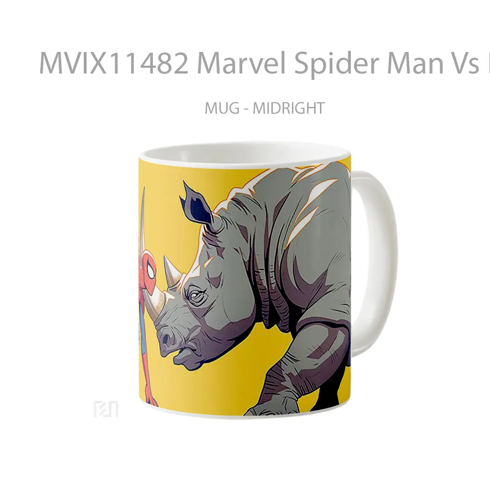 Mug Marvel Spider Man Vs Rhino Yellow Koleksi Mug Film dan Komik - All-side / Desain