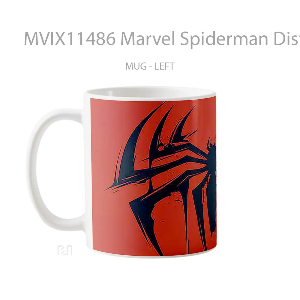 Mug Marvel Spiderman Distressed Logo Gelas Keramik Koleksi Superhero - All-side / Desain