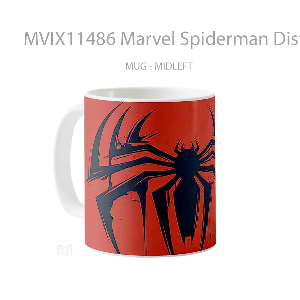 Mug Marvel Spiderman Distressed Logo Gelas Keramik Koleksi Superhero - All-side / Desain