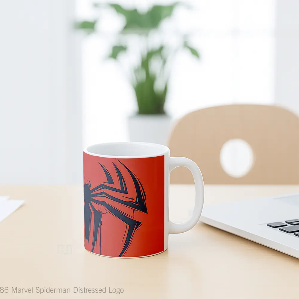 Mug Marvel Spiderman Distressed Logo Gelas Keramik Koleksi Superhero - All-side / Desain