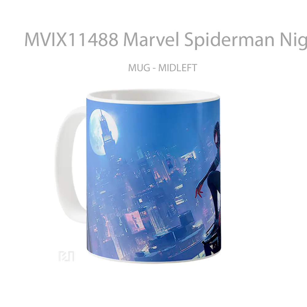 Mug Marvel Spiderman Night Cityscape Koleksi Mug Film dan Komik - All-side / Desain